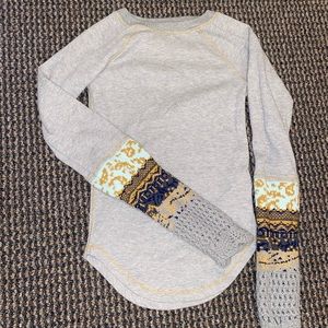 Free People Long Sleeve Grey Thermal